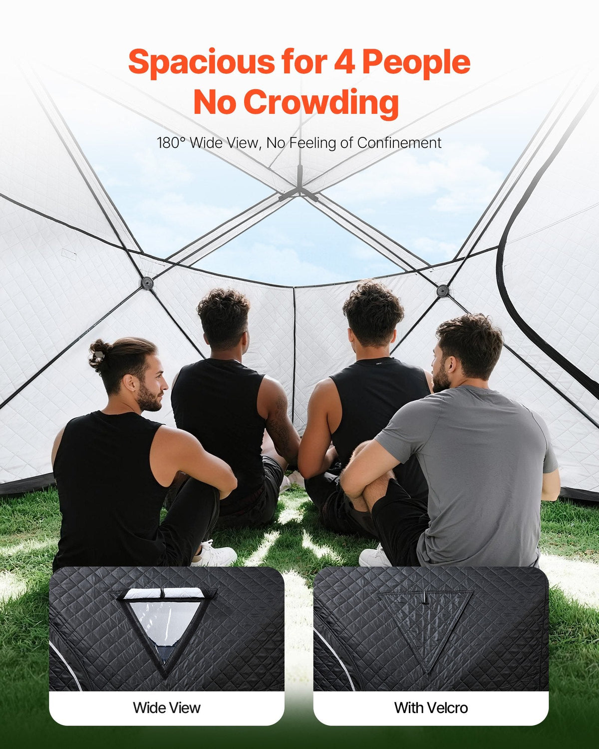 Outdoor Steam Dry Sauna Tent For 4 Person With Velcro For Camping Black