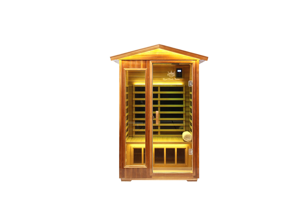 Two-Person Far-Infrared Outdoor Sauna with Carbon Heating Panels - Solid Wood