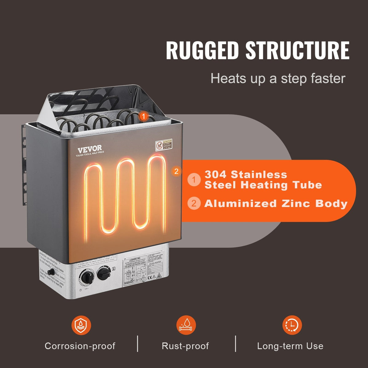 Sauna Heater, 4.5KW 220V Electric Sauna Stove, Steam Bath Sauna Heater With Built-In Controls, 3h Timer And Adjustable Temp For Max. 105-210 Cubic Feet, Home Hotel Spa Shower Use, FCC Certification