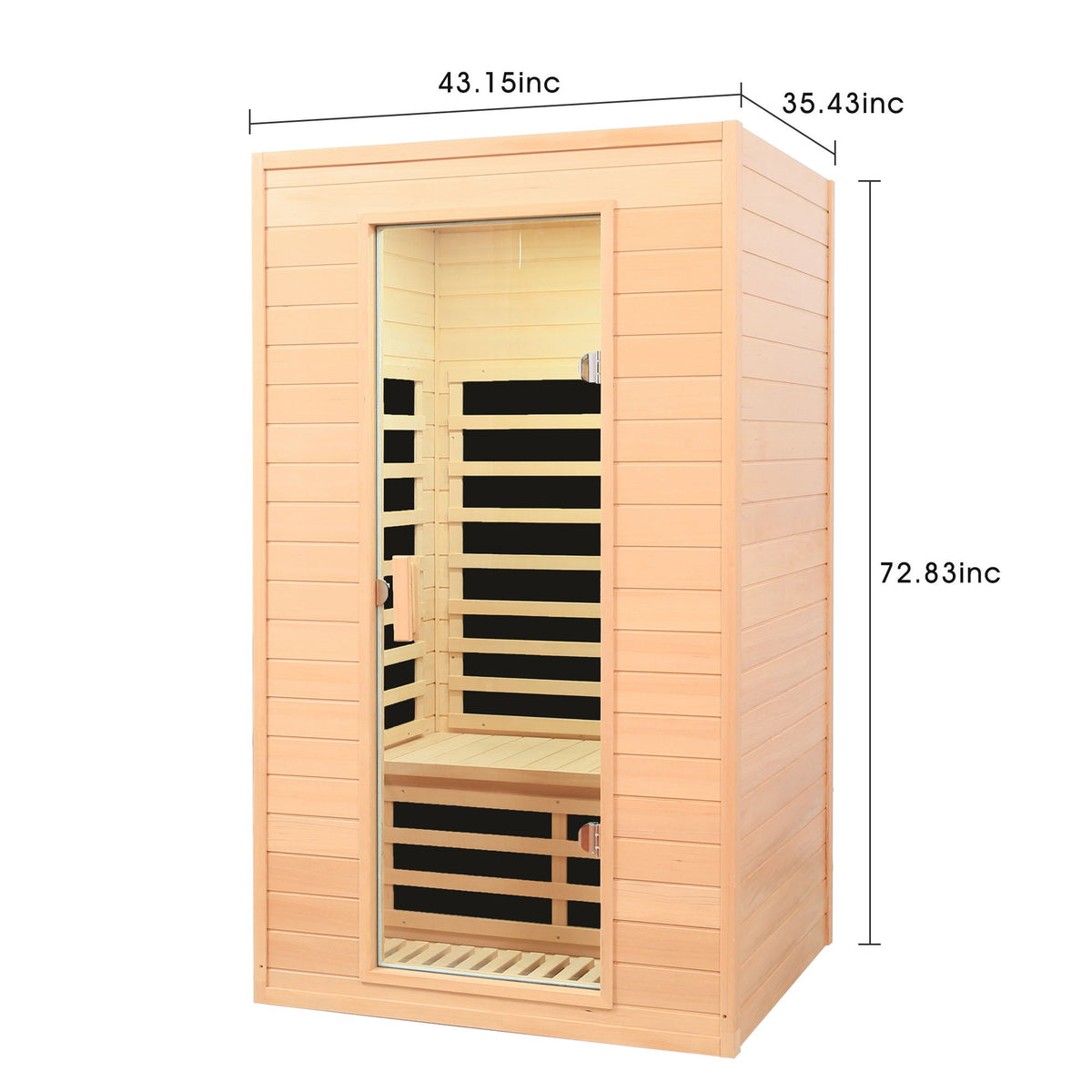 Hemlock Far Infrared Roof Embedded Indoor Sauna Room with LCD Controls - Light Brown – view 3