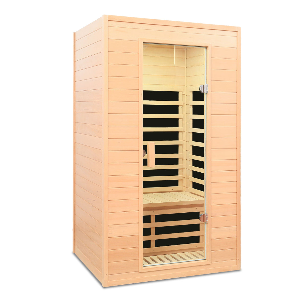 Hemlock Far Infrared Roof Embedded Indoor Sauna Room with LCD Controls - Light Brown – view 2