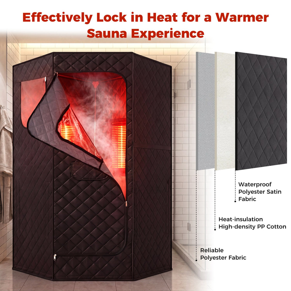Portable Infrared Sauna Tent – Carbon Heaters & Foot Pad, 35.5 x 35.5 x 71 in, Black – view 8