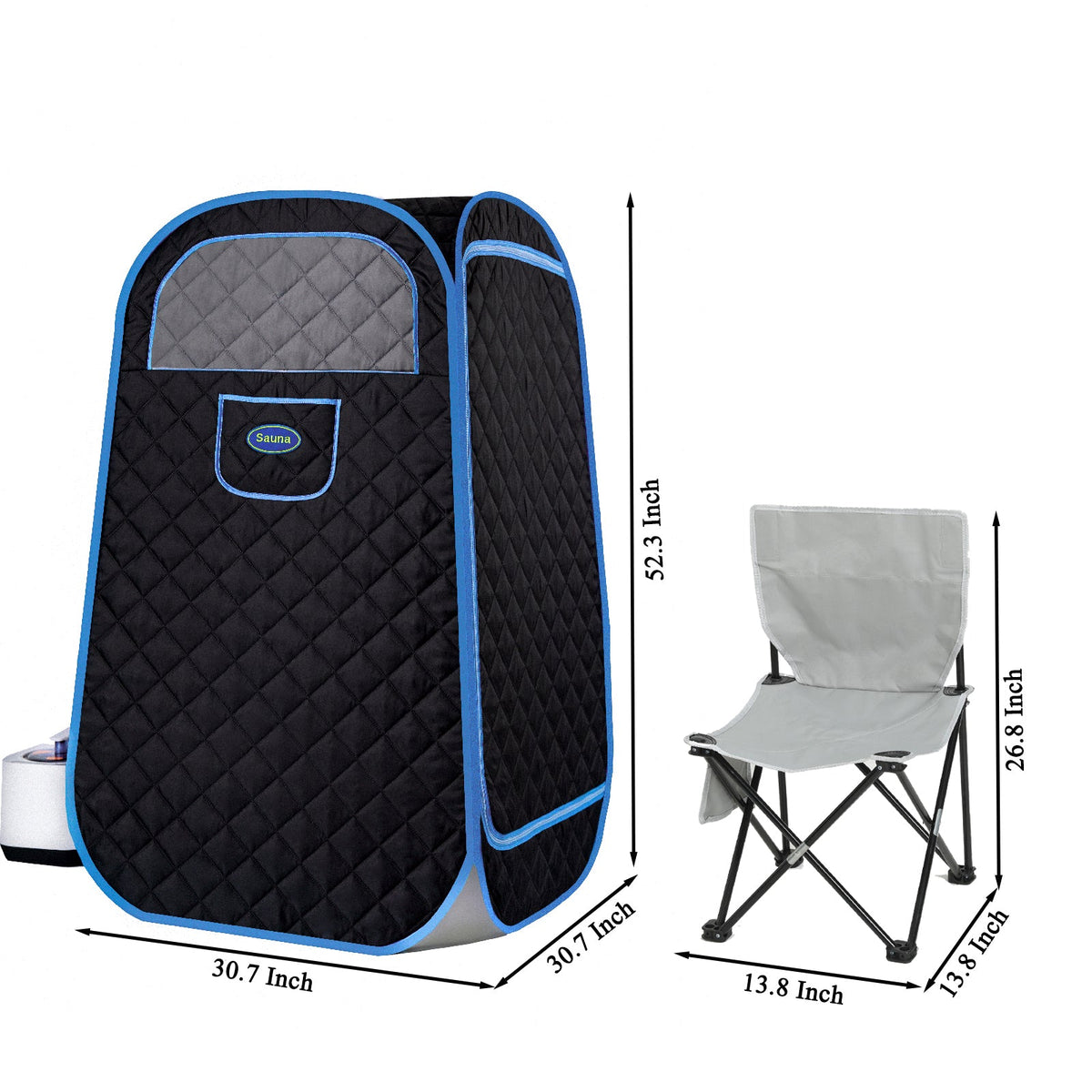 Portable Folding Full Size Steam Sauna with 1000W Generator - Black