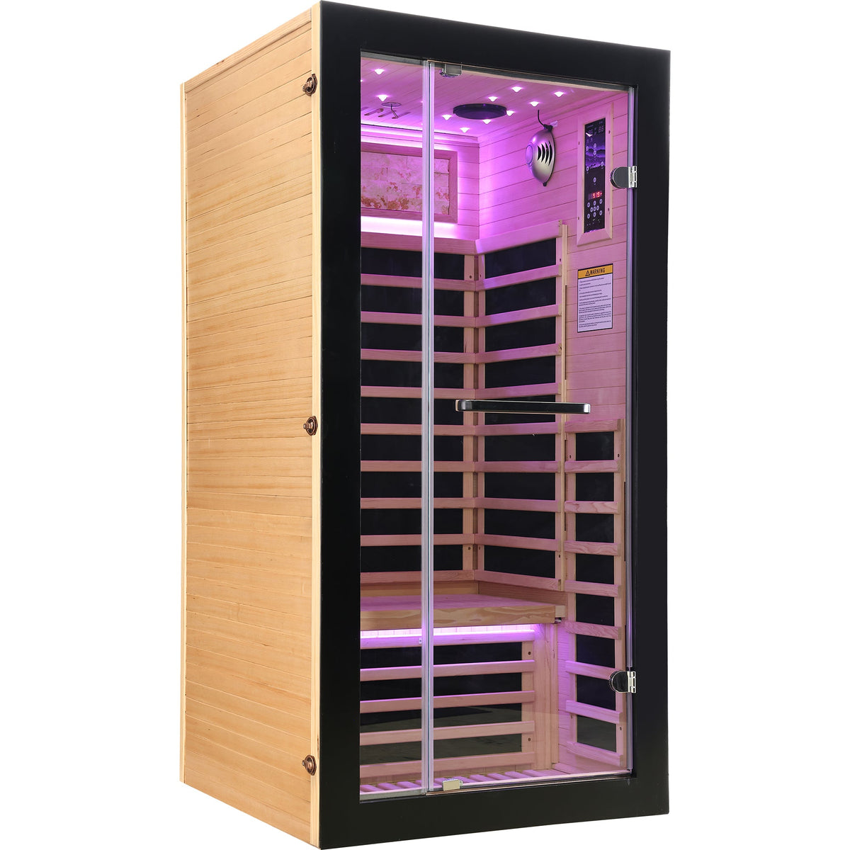 Single-Person Starlight Ceiling Lighting Sauna with Carbon Plate Heating - American White Oak