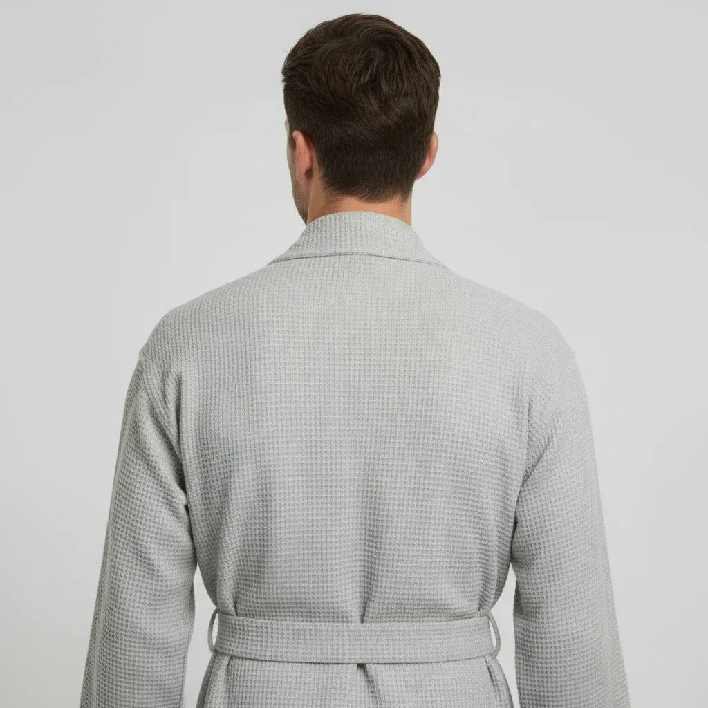 Waffle Spa Bathrobe for Men - Absorbent, Lightweight