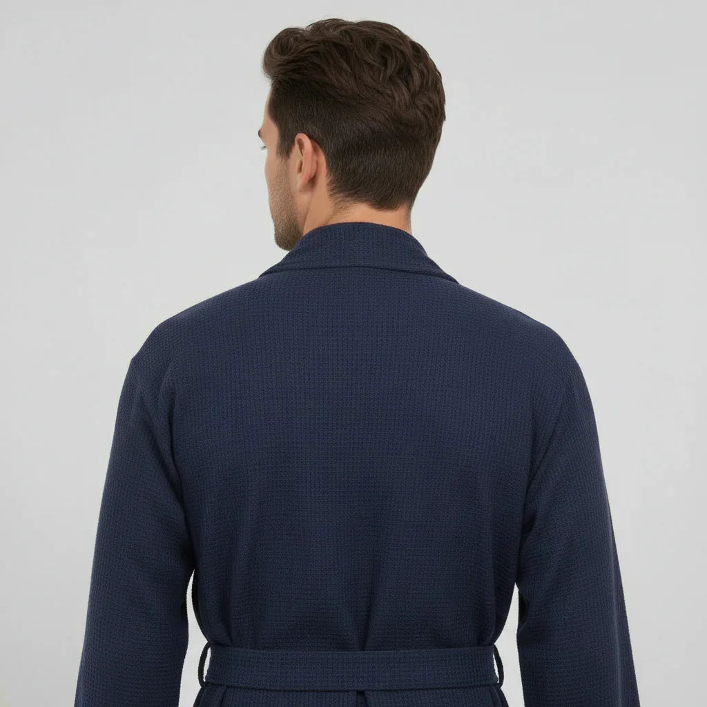 Waffle Spa Bathrobe for Men - Absorbent, Lightweight