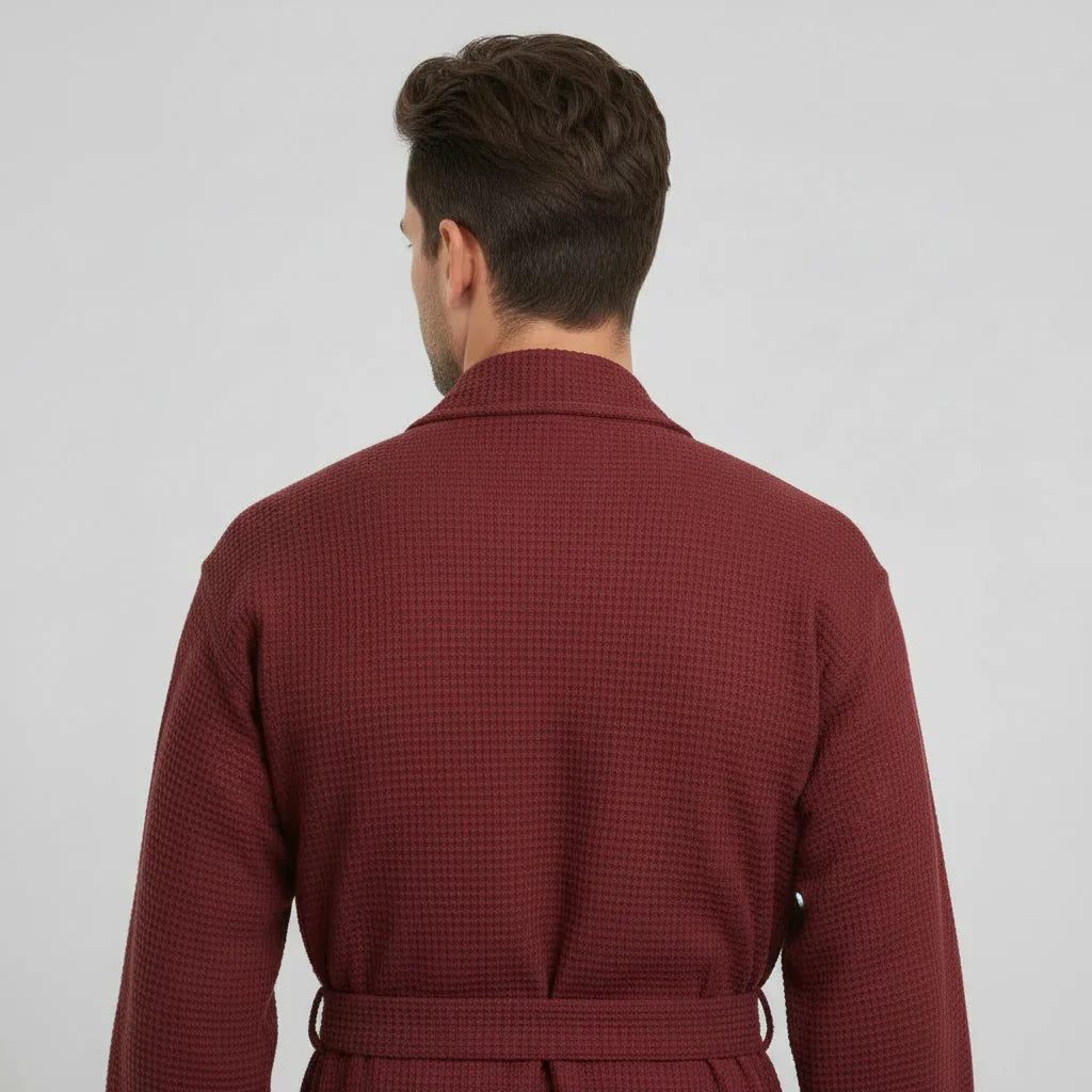 Waffle Spa Bathrobe for Men - Absorbent, Lightweight