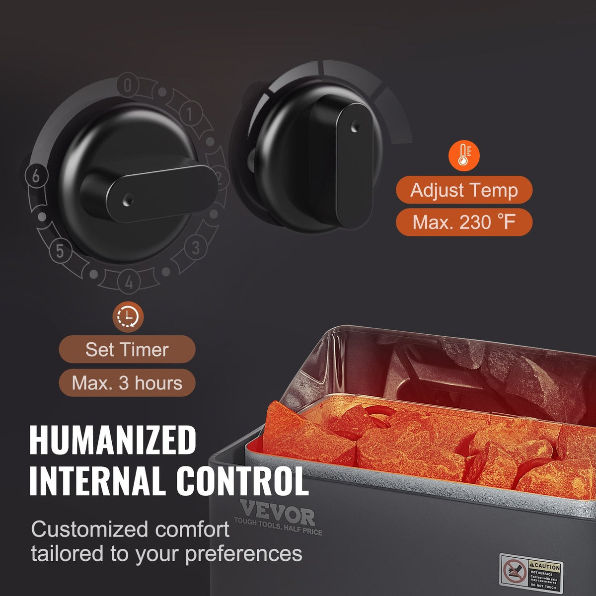 9KW Sauna Heater, Steam Bath Sauna Heater With Built-In Controls, Electric Sauna Stove, 3h Timer And Adjustable Temp For Max. 317-459 Cubic Feet, Home Hotel Spa Shower Use 220V, FCC Certification – view 4