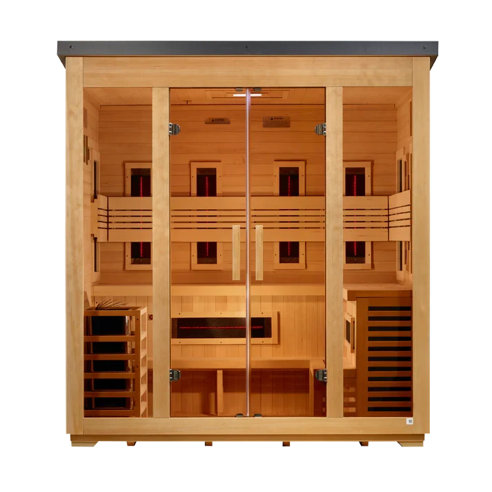 Golden Designs Gargellen 5-Person Hybrid Outdoor Sauna – Flat Roof – view 3