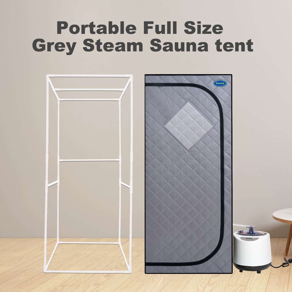 Full Size Portable Steam Sauna Tent with Steam Generator and Chair - Grey