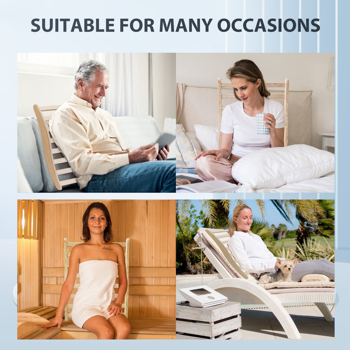 Ergonomic S-Shape Sauna Backrest with Superior Support - Canadian Hemlock