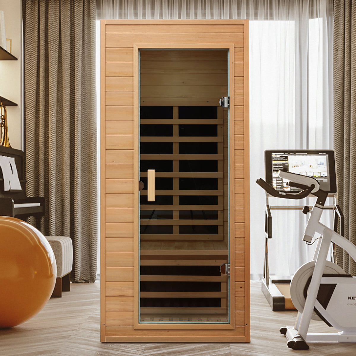 Hemlock Infrared Sauna with Bluetooth & LED Lighting - Natural Wood – view 7