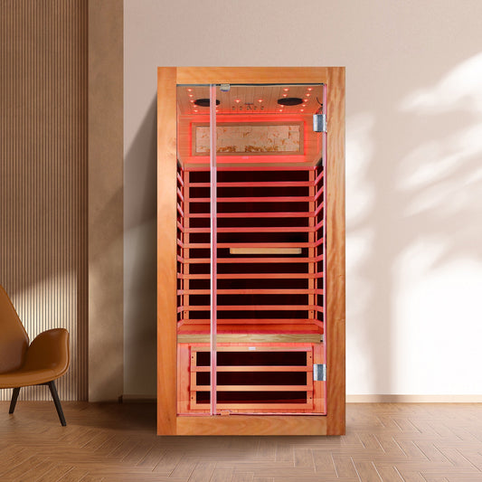 Single-Person Sauna Room with 7 Heating Plates - Ameican White Oak