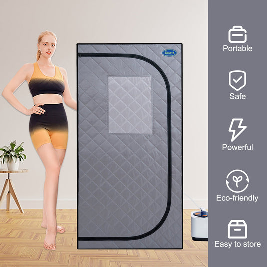 Portable Grey Steam Sauna Tent with Remote Control and Chair