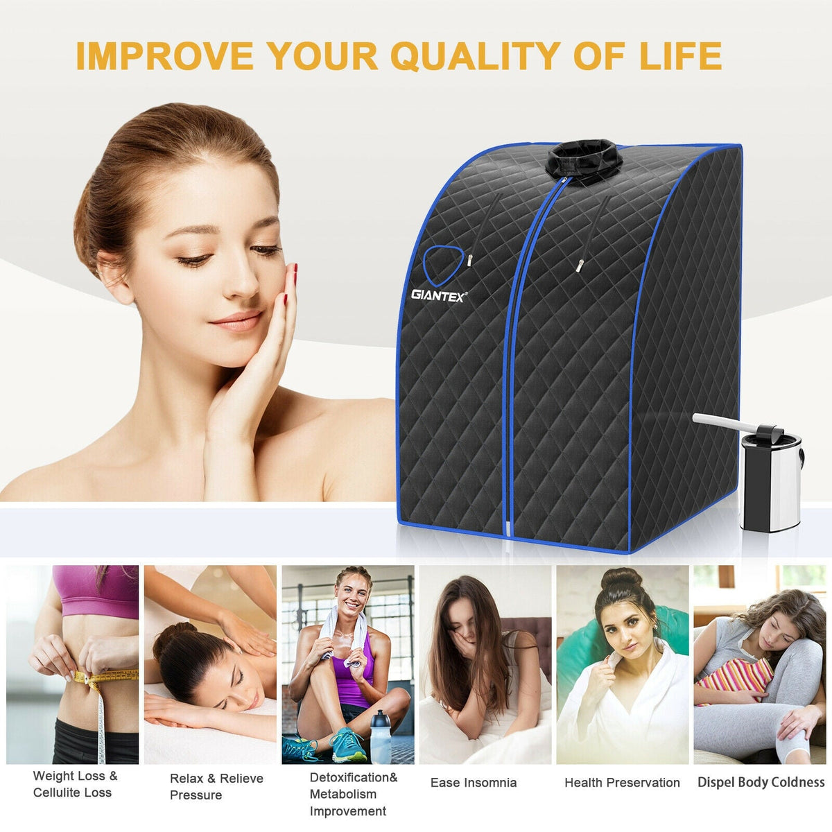 Portable Personal Steam Sauna Spa with 3L Blast-proof Steamer Chair – view 5