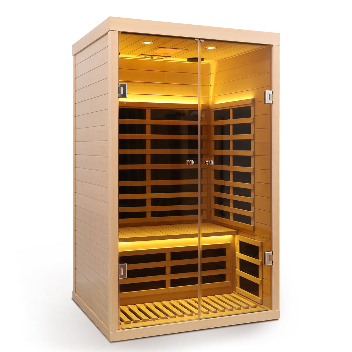 Hemlock Infrared Double Sauna Room with Glass Doors - 2 Person Indoor Luxury