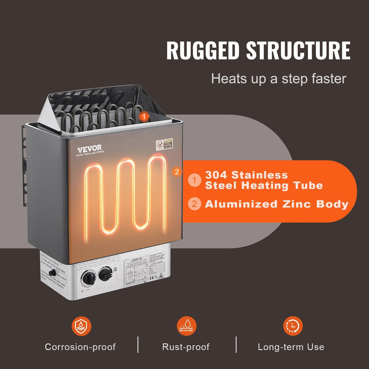 9KW Sauna Heater, Steam Bath Sauna Heater With Built-In Controls, Electric Sauna Stove, 3h Timer And Adjustable Temp For Max. 317-459 Cubic Feet, Home Hotel Spa Shower Use 220V, FCC Certification – view 3