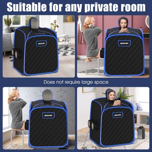 800W 2 Person Portable Steam Sauna Tent SPA with Hat Side Holes 3L Steamer-Gray – view 3