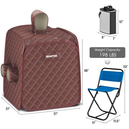 800W 2 Person Portable Steam Sauna Tent SPA with Hat Side Holes 3L Steamer-Gray – view 9