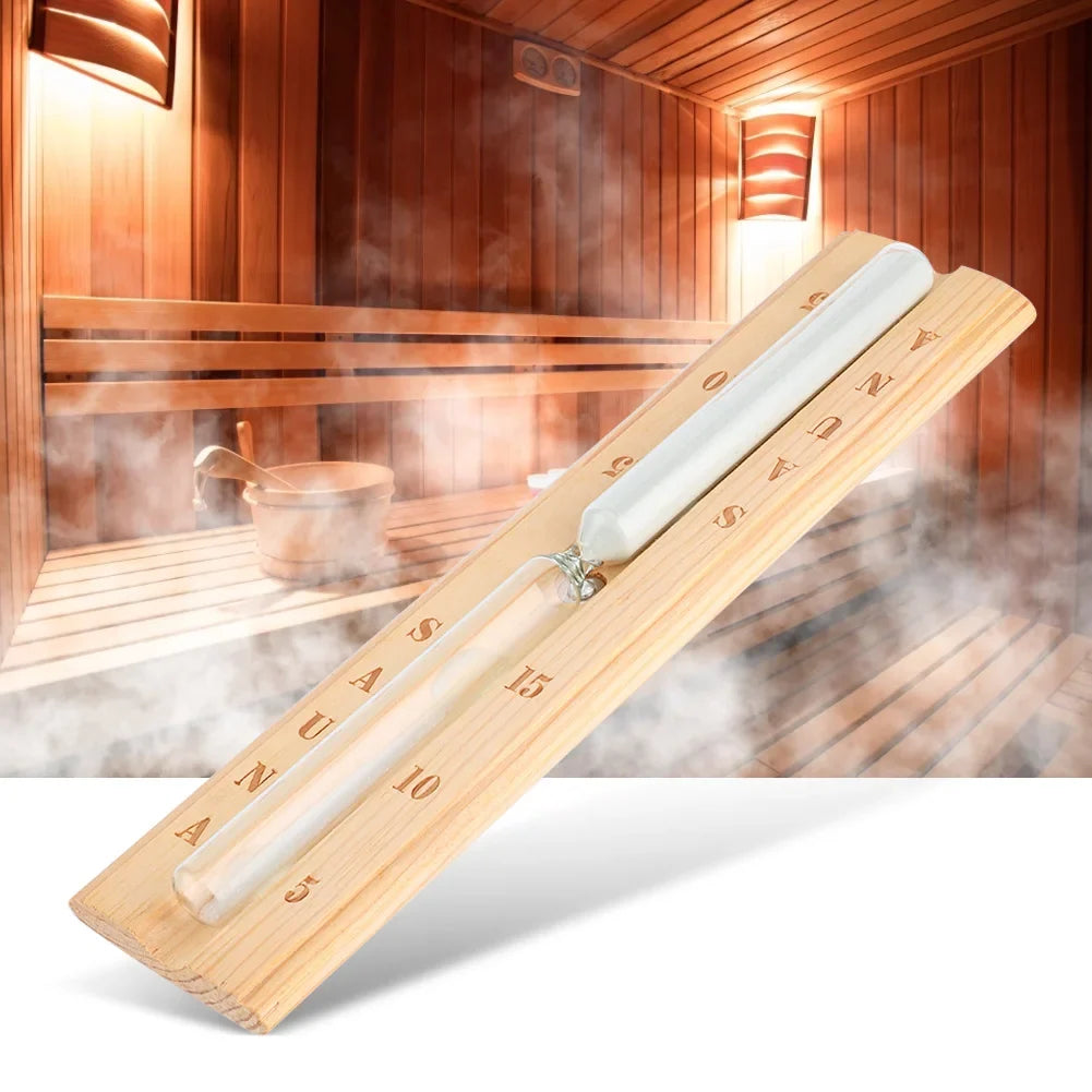 Wooden Sauna Hourglass Timer – 15 Minutes, Wall-Mount