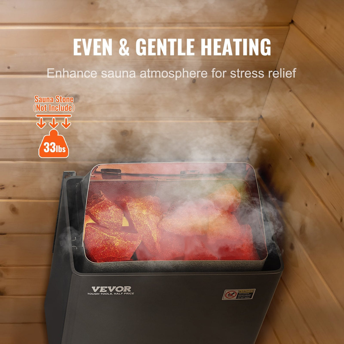 9KW Sauna Heater, Steam Bath Sauna Heater With Built-In Controls, Electric Sauna Stove, 3h Timer And Adjustable Temp For Max. 317-459 Cubic Feet, Home Hotel Spa Shower Use 220V, FCC Certification – view 5