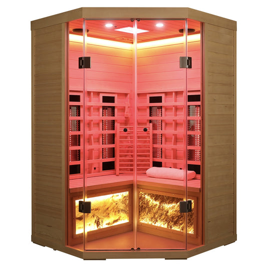 5-Person Hemlock Sauna with Far-Infrared Heating Panels - Natural Wood
