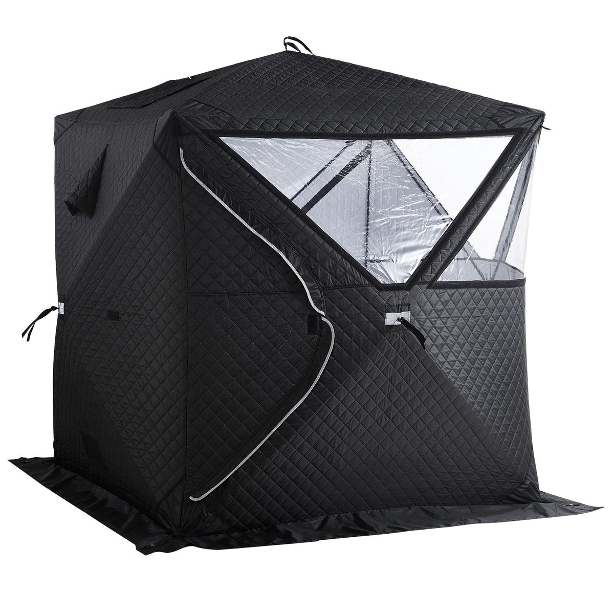 Outdoor Steam Dry Sauna Tent For 4 Person With Velcro For Camping Black
