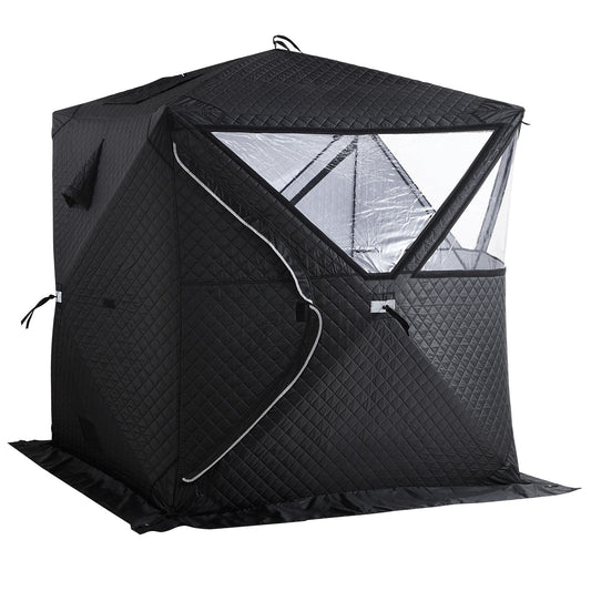 Outdoor Steam Dry Sauna Tent For 4 Person With Velcro For Camping Black