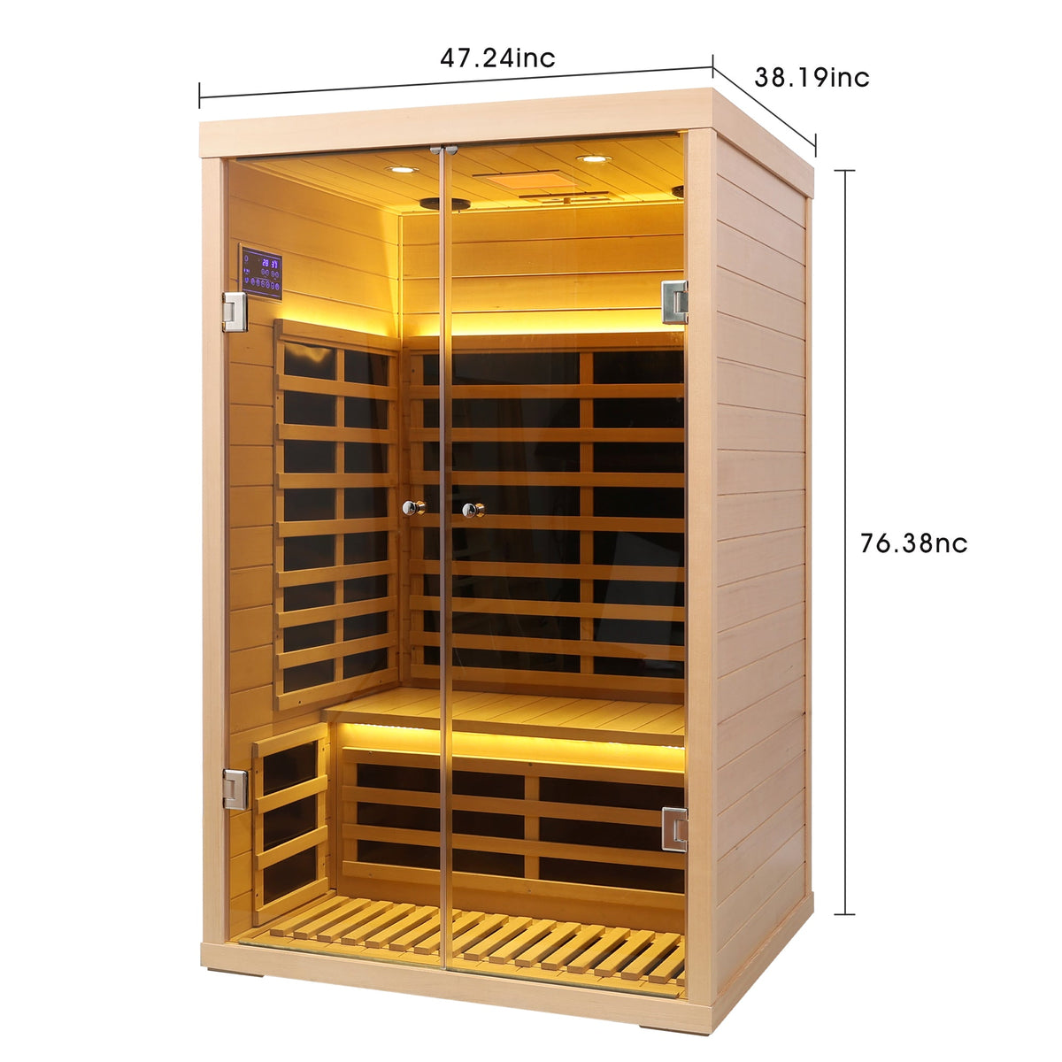 Hemlock Infrared Double Sauna Room with Glass Doors - 2 Person Indoor Luxury
