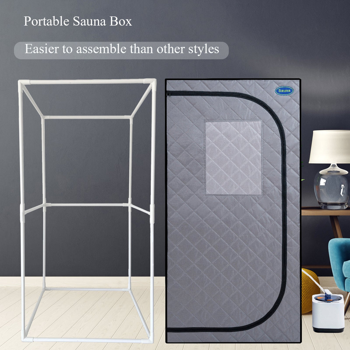 Portable Grey Steam Sauna Tent with Remote Control and Chair