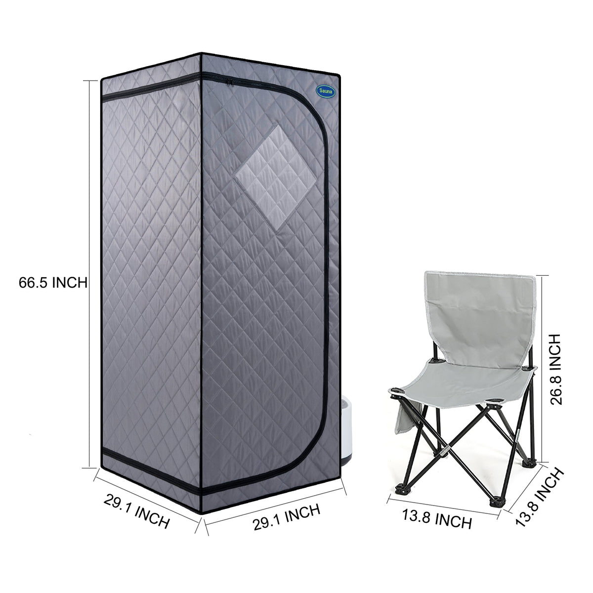 Full Size Portable Steam Sauna Tent with Steam Generator and Chair - Grey