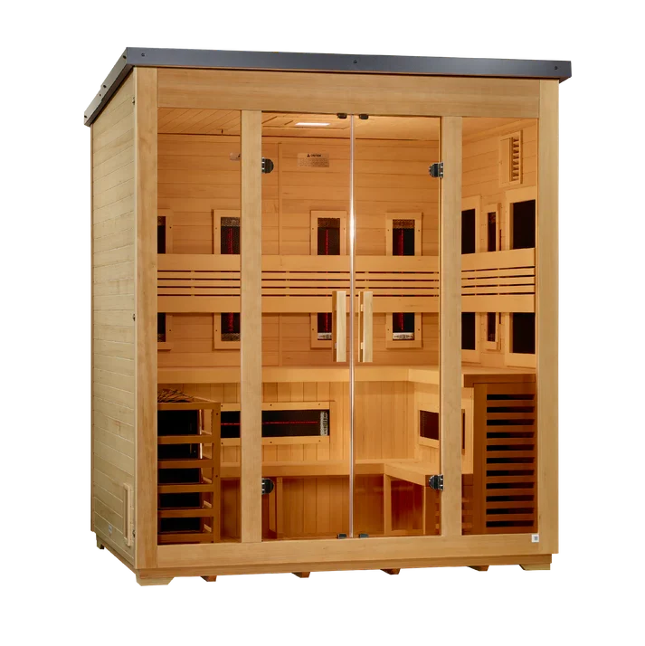 Golden Designs Gargellen 5-Person Hybrid Outdoor Sauna – Flat Roof