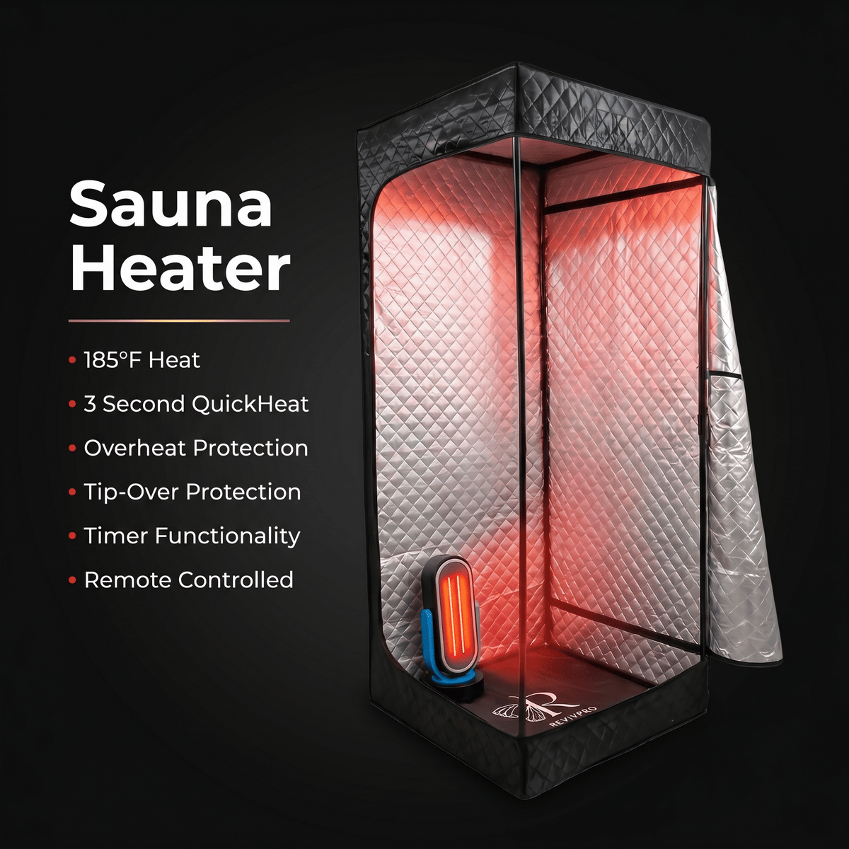 Sauna Heater – 1500W Ceramic Carbon QuickHeat with Remote – view 2